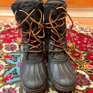 Sperry Black Duck Boots Saltwater Wedge 6.5